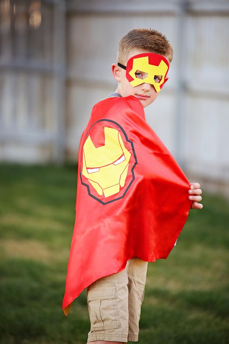 Superheros Cape with Felt Mask Set for kids 3-7 Year Anime