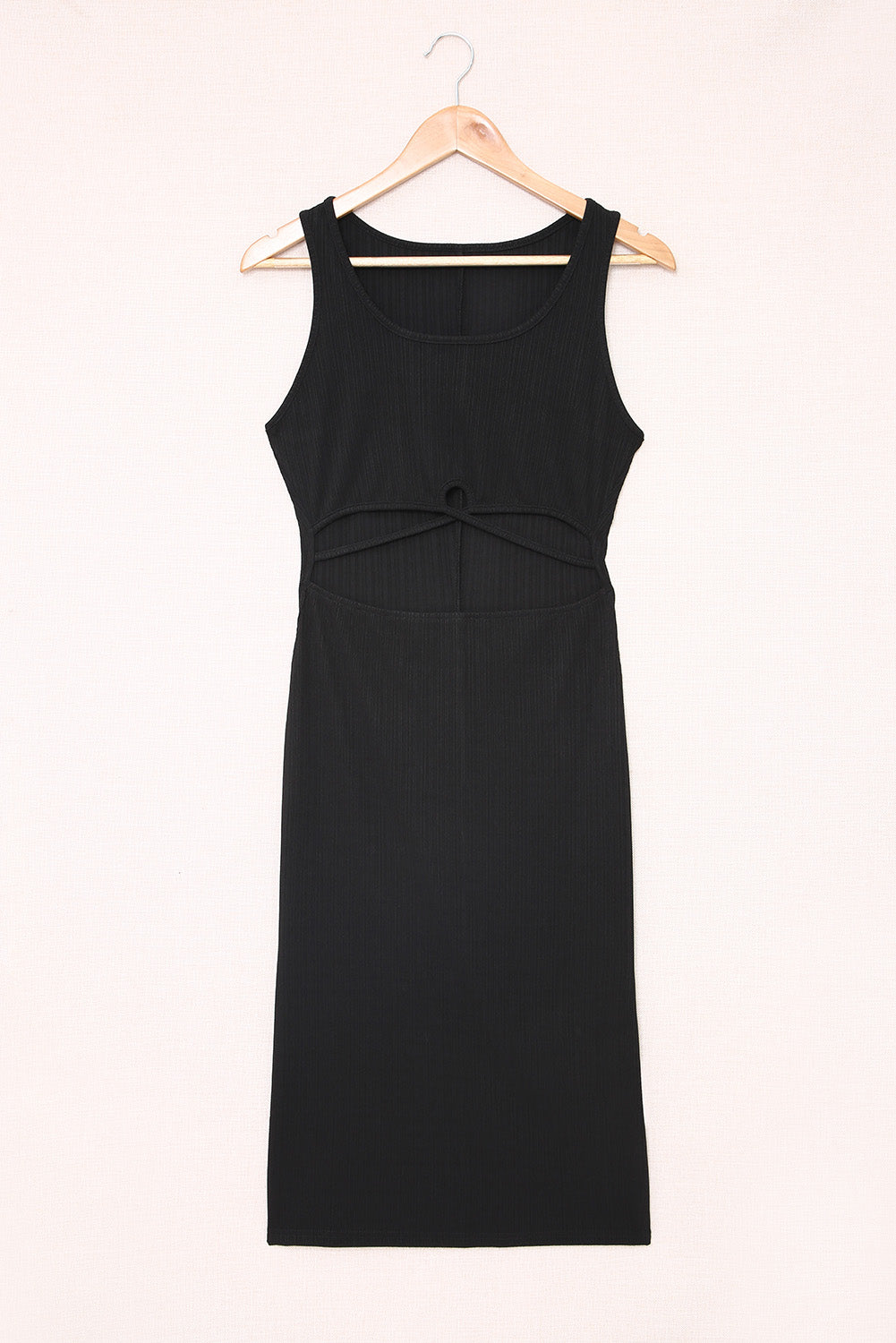 Black Criss Cross Cut-out Slits Sleeveless Midi Dress