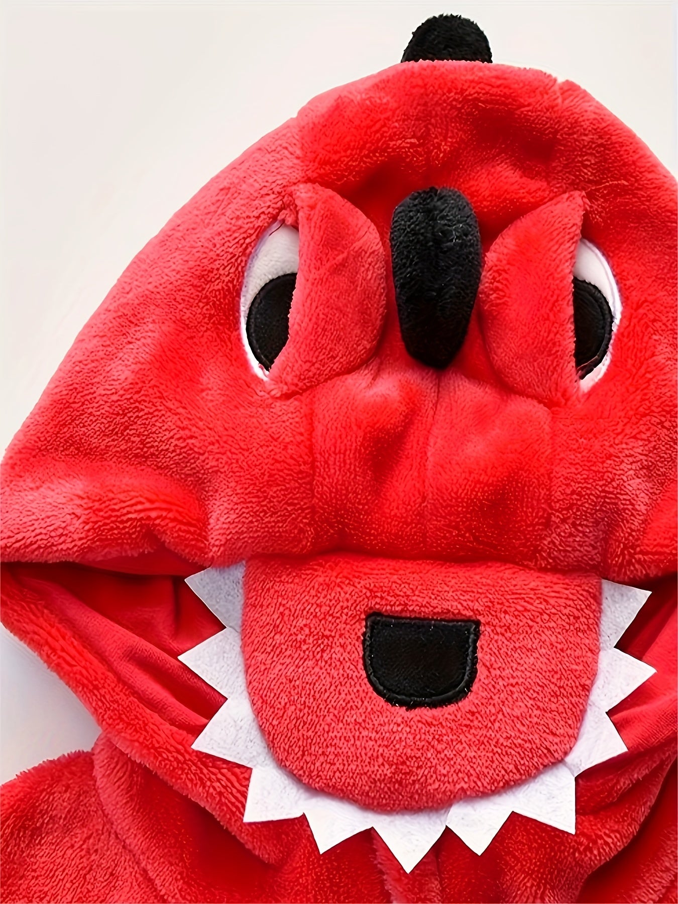 Red Cozy Dinosaur Hooded Jumpsuit