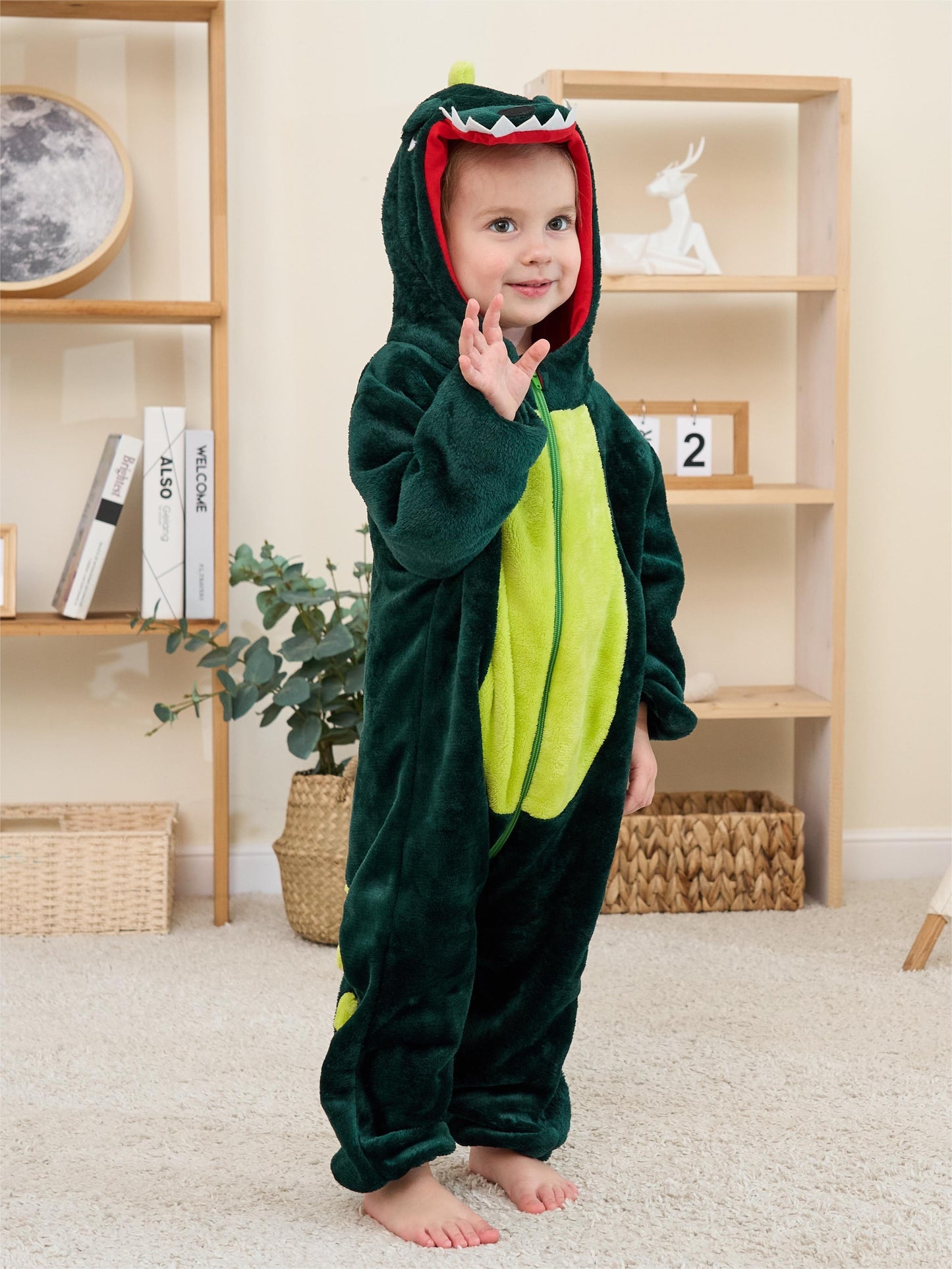 Cozy Dinosaur Hooded Jumpsuit