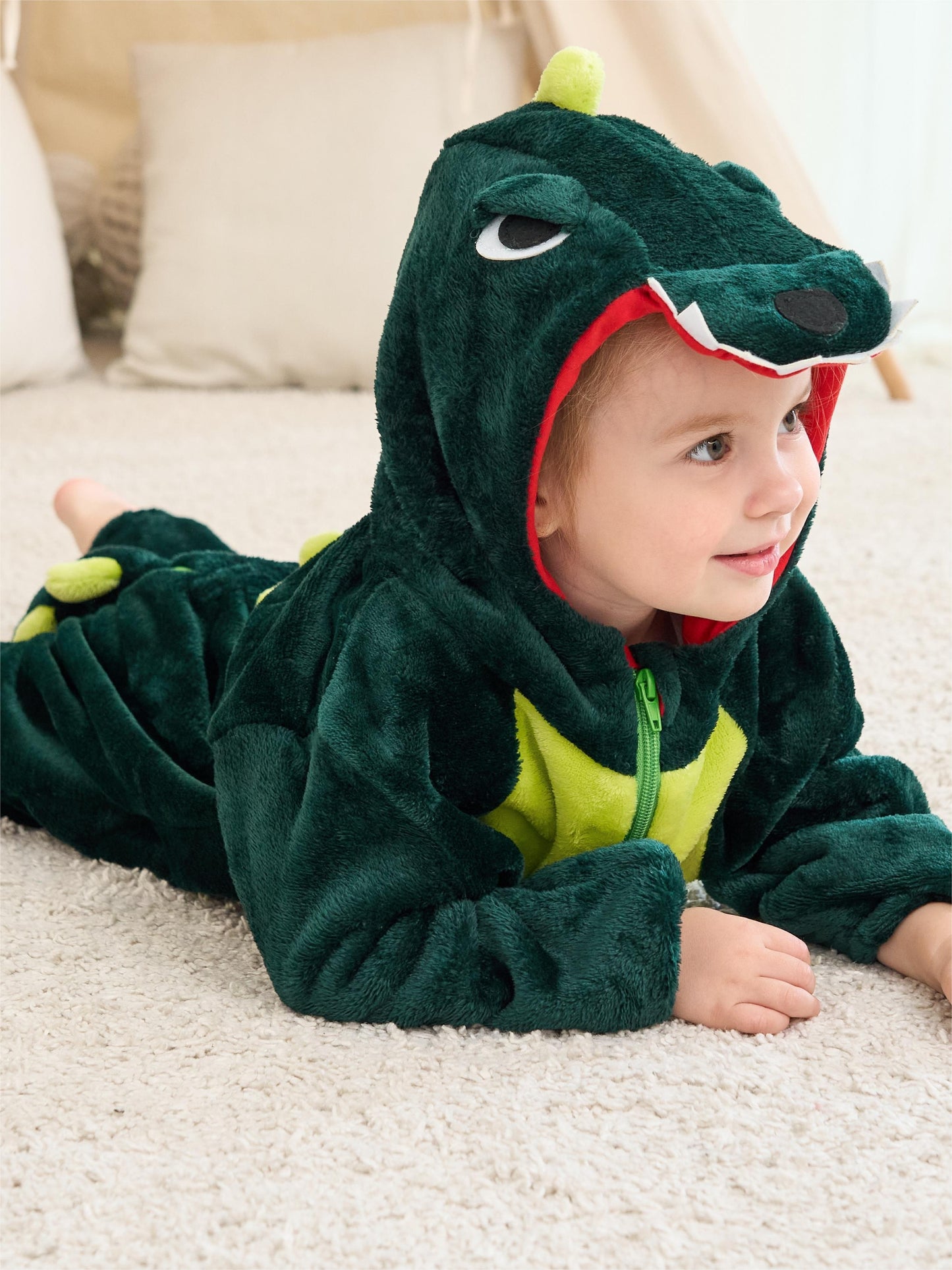 Cozy Dinosaur Hooded Jumpsuit