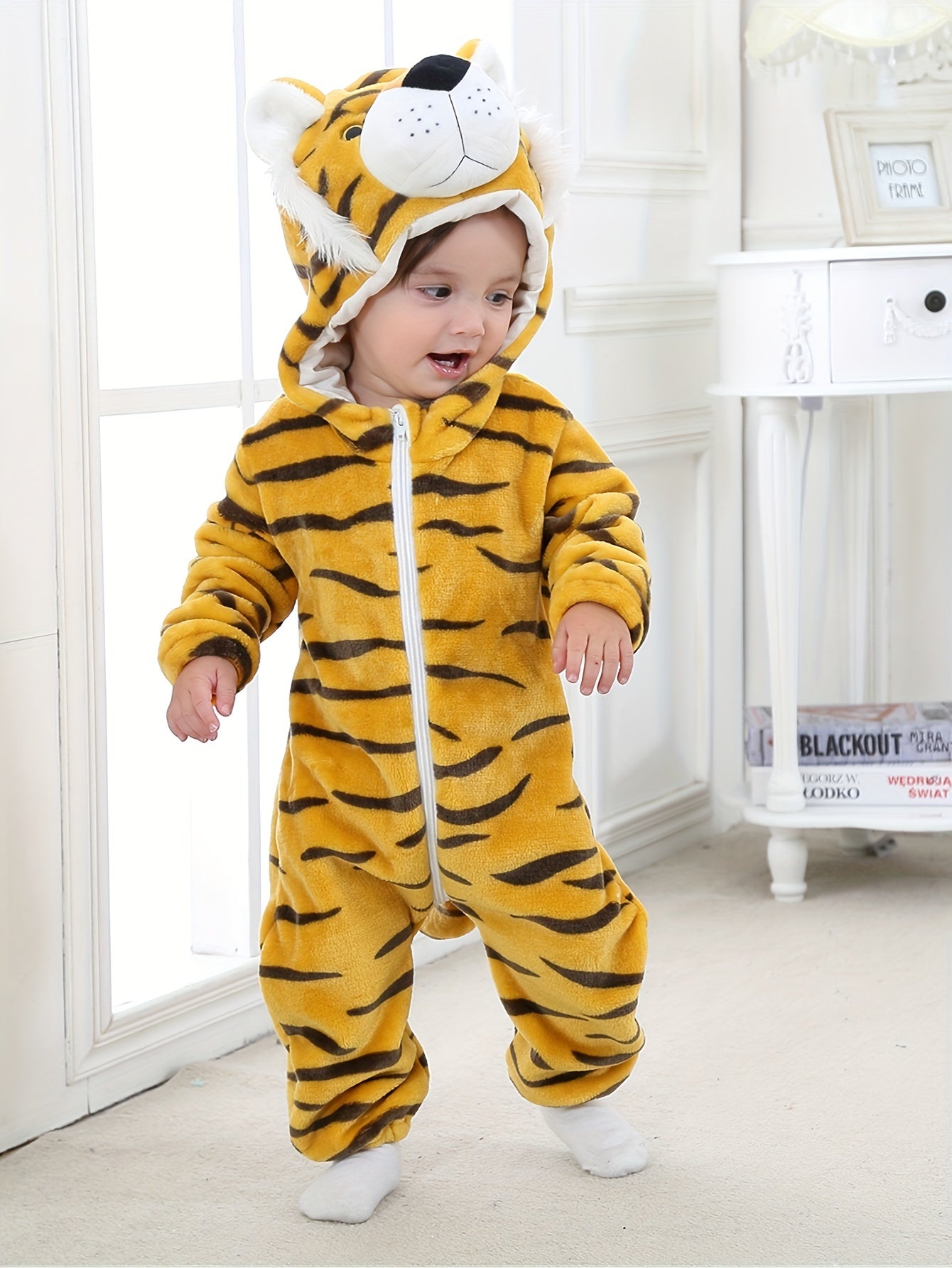 Tiger costume, Fleece Animal Zip-Up Hooded Outfit for Toddlers