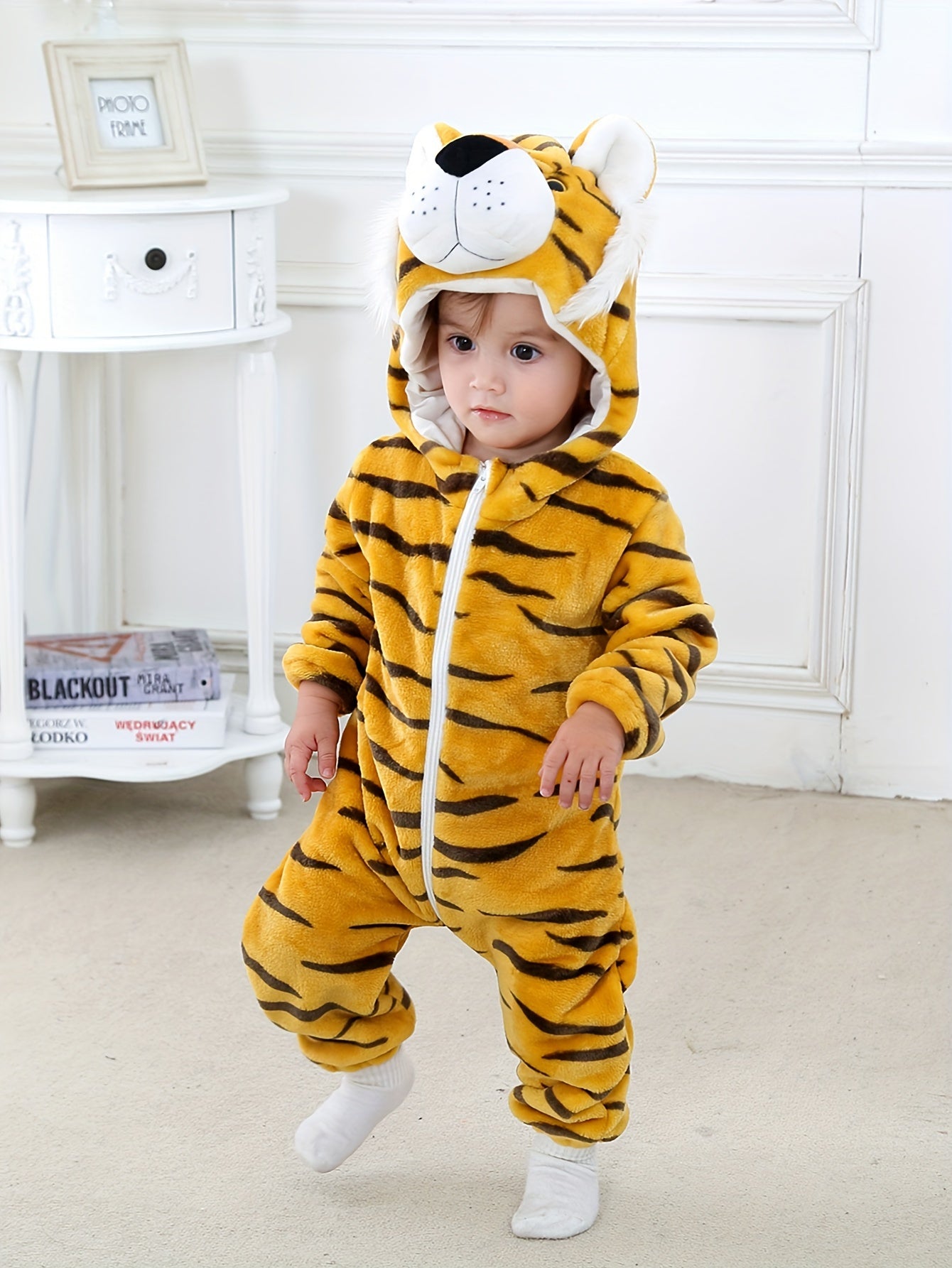 Tiger costume, Fleece Animal Zip-Up Hooded Outfit for Toddlers