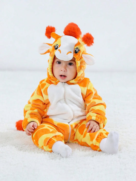 Baby's Adorable Giraffe Hooded Jumpsuit