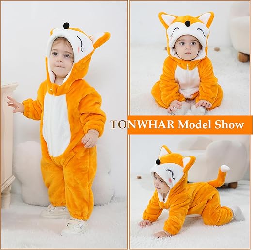 Baby's Adorable Fox Hooded Jumpsuit
