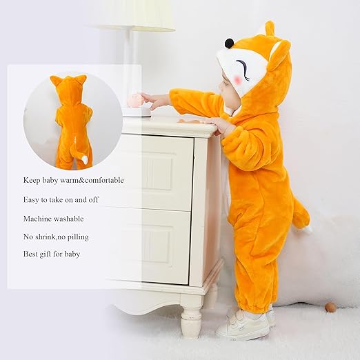 Baby's Adorable Fox Hooded Jumpsuit