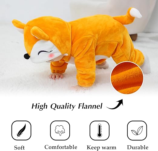 Baby's Adorable Fox Hooded Jumpsuit