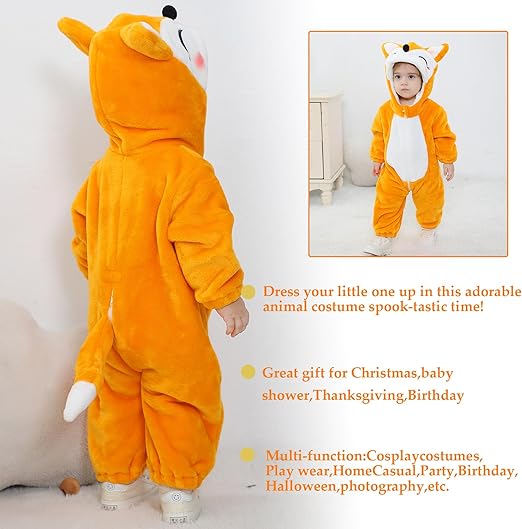 Baby's Adorable Fox Hooded Jumpsuit