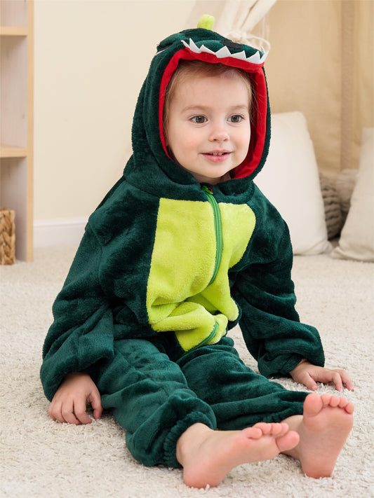 Cozy Dinosaur Hooded Jumpsuit